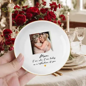 Personalized Photo Jewelry Dish for Mom. Custom Wedding Day Ring Tray. Mother of the Bride Gift from Daughter. Unique Wedding Keepsake.