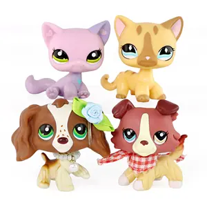 4PCS Cat & Dog Figurines Set - Collectible Mini Pet Toys with Accessories, Great for Kids Pretend Play, Party Favors, Cake Toppers & Gifts for Animal Lovers