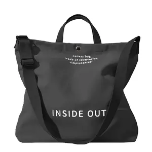 Hot INSIDE OUT Canvas Tote Bag, Large Capacity Casual Tote for Women Adjustable Crossbody Shoulder Bag Durable Cotton Carryall for School Work Travel Shopping Gym Everyday Use Simple Modern Canvas Handbag