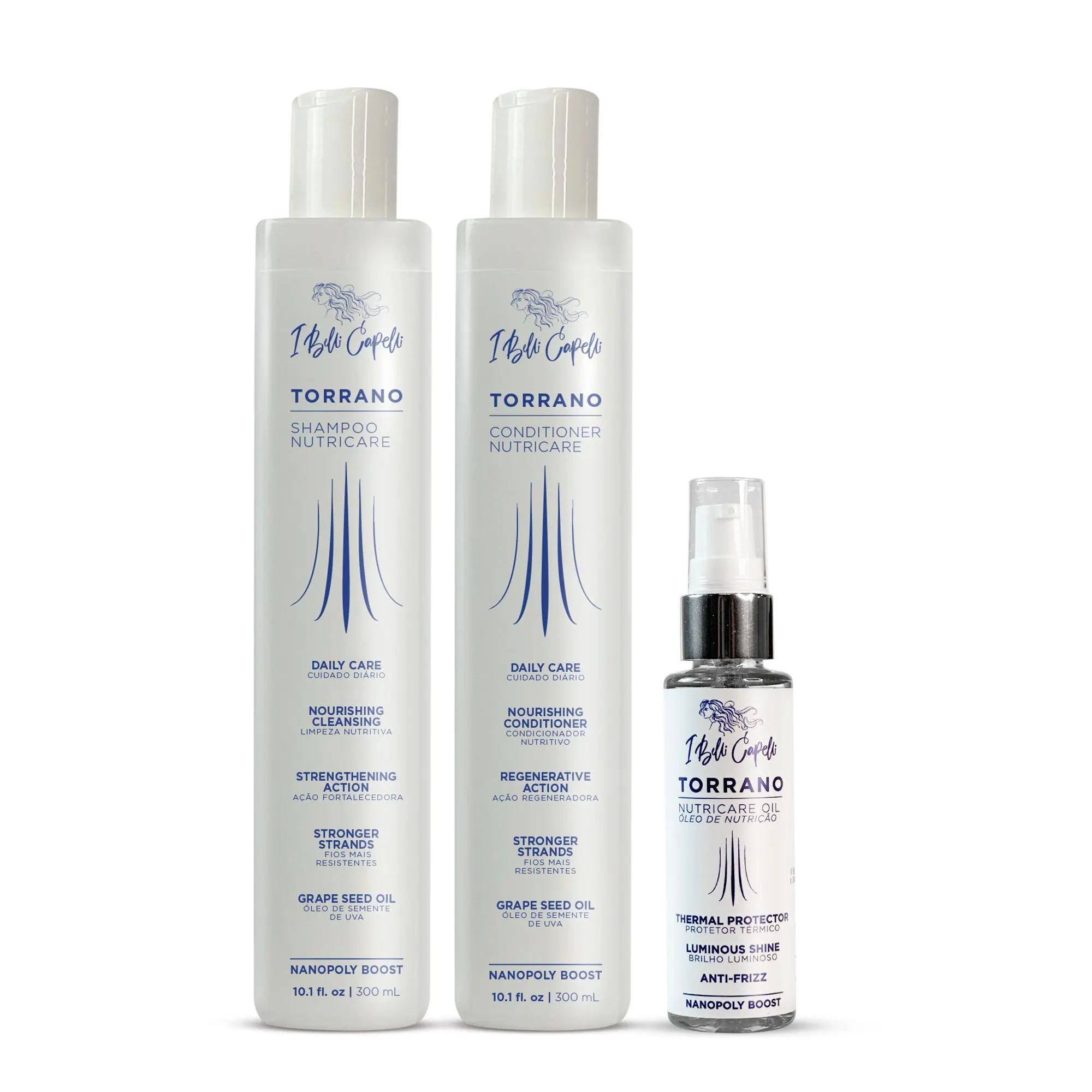 Torrano NutriCare Kit – Shampoo, Conditioner 2x300ml/2x10.1 fl oz and Hair Oil 60ml/2.0 fl oz
