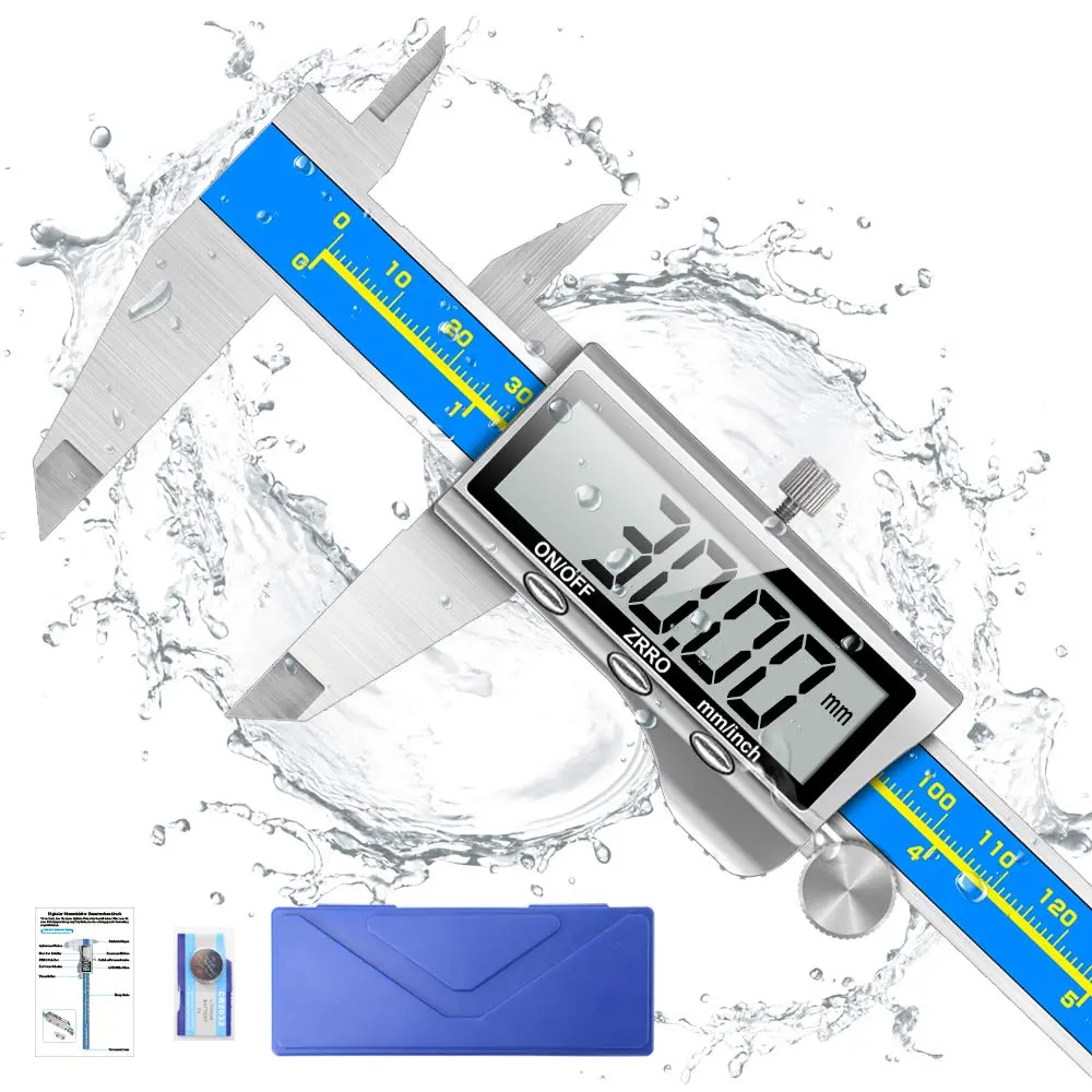Caliper Measuring Tool Digital Caliper Industrial Quality Precision Electronic Vernier Caliper Inch/Millimeter Measurement Micrometer for Jewelry  Accuracy Ip54 Waterproof Caliper Measure Tool