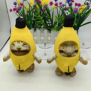 2pc Banana Cat Doll Pendant Keychain - Crying Happy Banana Cat Plush with Expressive Eyes & Fluffy Ears, Soft Stuffed Animal Charm for Dog, Cute Gift for Cat & Banana, Durable Plush Material for Everyday Carry or