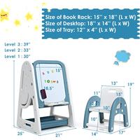Blue - Adjustable Easel with Stool & Book Rack