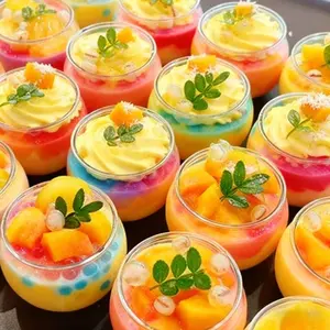 10/30/50pc transparent plastic round-mouthed honey jar small cup, suitable for holding pudding, cake, ice cream, fruit, etc. It is ideal for family gatherings, appetizers, bakeries, multi-functional restaurant supplies and party events. It is the first ch