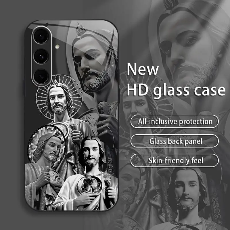 Suitable for [Galaxy S24 Fe] Jesus New stylish high quality glass protective case affordable anti-drop anti-fingerprint-888