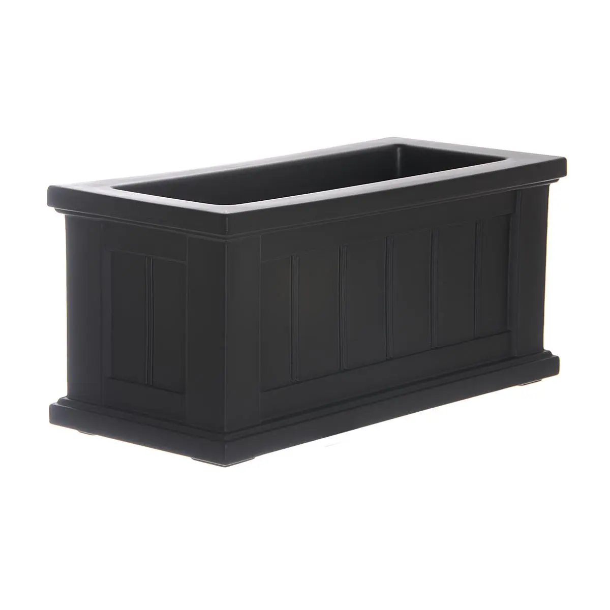 212 MAIN Cape Cod Outdoor Patio Planter - 3.5 Gal Polyethylene Double Wall Sub-Irrigation Pot, 20x7x8.25in Black, Beaded Panel Design, for Home Improvement, Container Gardening