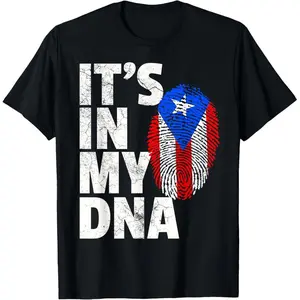 100% Cotton IT'S IN MY DNA Puerto Rico Rican Flag T Shirt Men Women  T-Shirt Heather Navy Cool Aid Man T-Shirt demon slayer  merch double print oversize lightweight acid graphic tee men's t shirts Oversized Tshirt