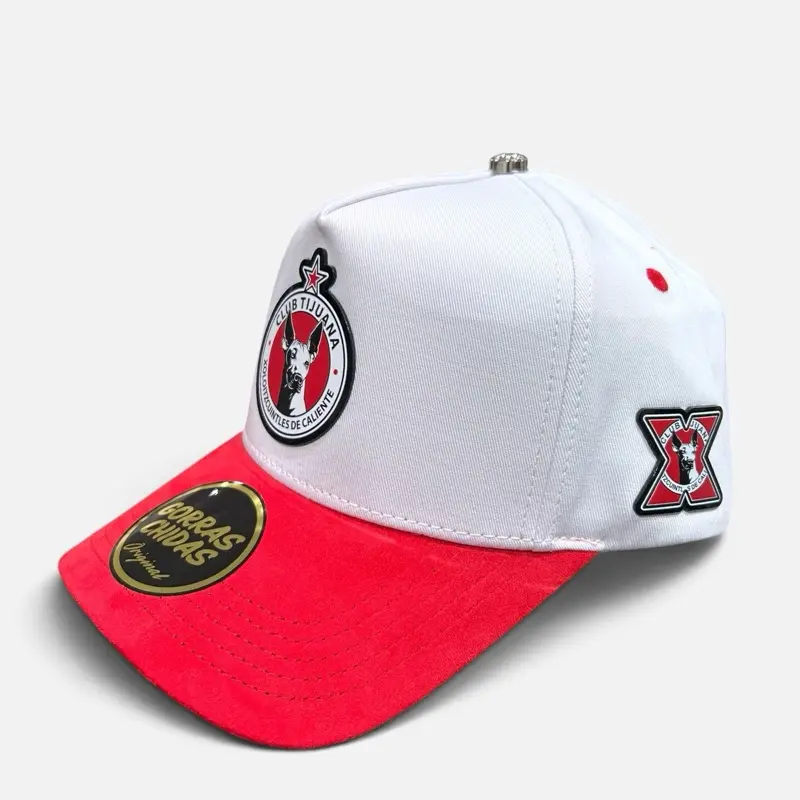White/Red Club Tijuana High-Quality Style Snapback Hats Suede Visor  - Adjustable Casual Design Hat