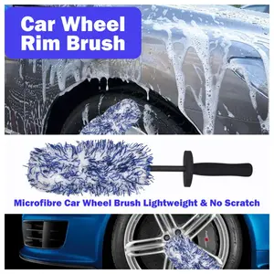 Car Wash Super Brush Microfiber Premium Wheels Brush Non-Slip soft Handle Easy To Cleaning car wheel Spokes Car Accessories