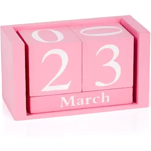Pink Decor Wooden Desk Blocks Calendar Perpetual Block Cute Office Pink Desk Accessories Preppy Room Decor for Women