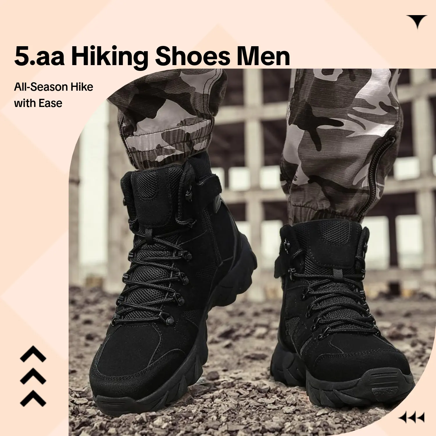 5.AA Men's All-Season High-Top Lightweight Hiking Shoes, multifunctional, equipped with professional wear-resistant rubber soles, suitable for climbing, campicling, daily commuting, and urban streetwear. outdoorfun, Hiking Style Shoes, Trek Shoe
