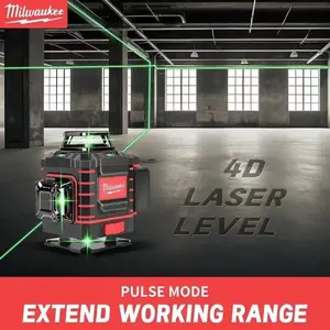 Milwaukee 3-4D Laser Level Green Beam 16 Lines Self-leveling Vertical Cross Line Rechargeable Battery Tools