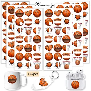 UV DTF Transfer Sheets Stickers 126 Pieces Of Basketball Competition Uvdtf Stickers Colorful UV DTF Transfer Stickers High-Viscosity UV DTF Transfer Paper Suitable For Keychains Pendants And Mugs UV DTF Keychain Stickers Pendant Decorations Keychain