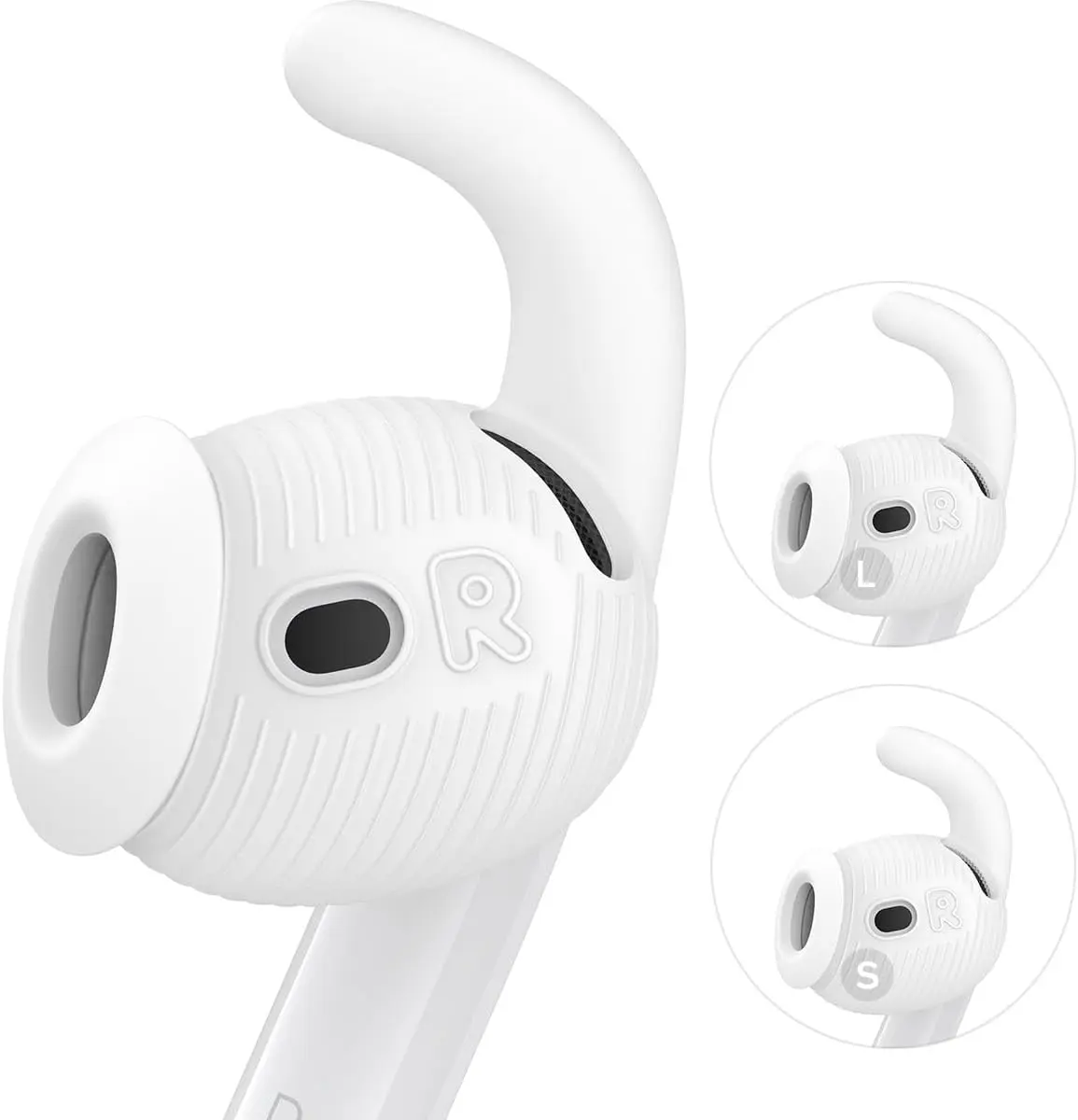 Gcioii 4 Pairs for AirPods 4 Ear Tips Hooks Covers [Added Storage Pouch] Improved Noise Cancelling Earbuds Anti-Slip Accessories Compatible with Apple AirPods 4th Generation (Small+Large)