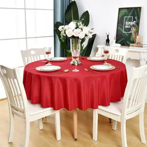 Red Round Tablecloth Waterproof Stain Resistant Wrinkle Free Table Cloth 210GSM Polyester Washable Wipeable Circle Table Cover for Party, Banquet, Wedding, Indoor and Outdoor