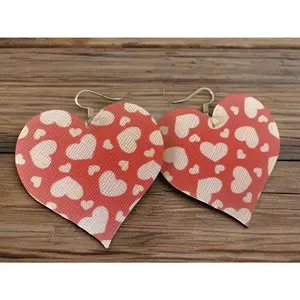 Red and White Heart Shaped Earrings