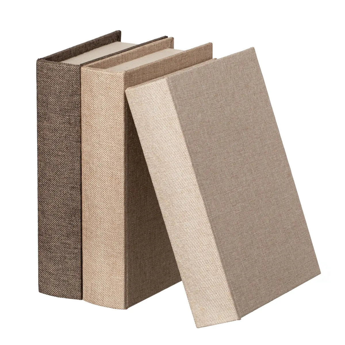 Vintiquewise 3-Piece 8' Faux Linen-Covered Durable MDF Farmhouse Book-Shaped Decorative Storage Boxes Set - 1 lb Stash Box, Console Organizer, Versatile Organizer Storage Supplies Gift for Book Lovers