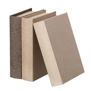 Vintiquewise 3-Piece 8' Linen-Covered MDF Farmhouse Book Box Set - Traditional Vintage Stash Box, Organizer Storage Supplies, Versatile Organizer for Keepsakes, Gift-Worthy for Jewelry