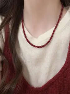 Vintage Clavicle Chain Glass Bead Necklace, Daily Wear Elegance Accessory Recommendation, Stylish and Unique Jewelry for Women