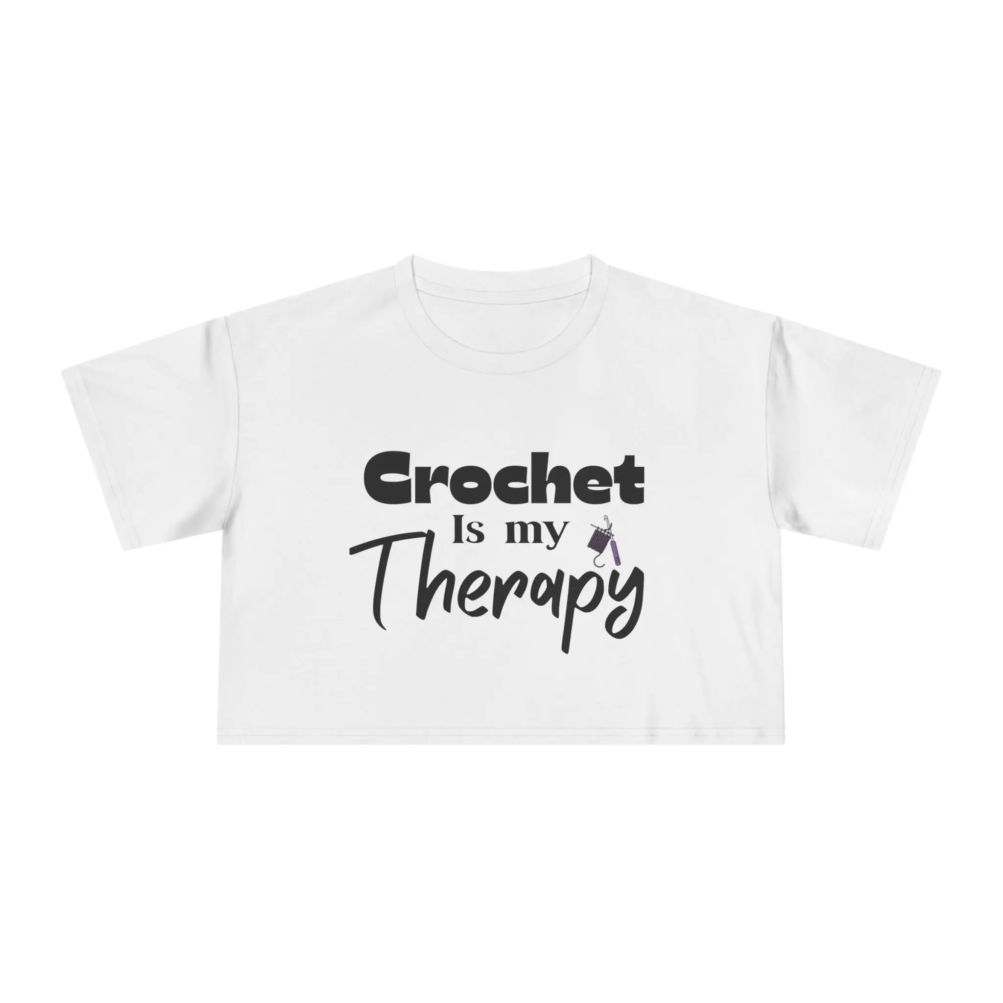 Crochet Is My Therapy Crop Tee | Crochet Hobby Craft Shirt