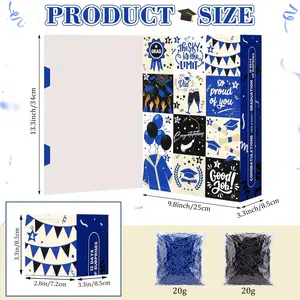 Glenmal Graduation Countdown Calendar Gift Box, 12 Days 2026, Coconut Fiber Filler, Large Inner Box, DIY Empty Box, Blue, for Graduates