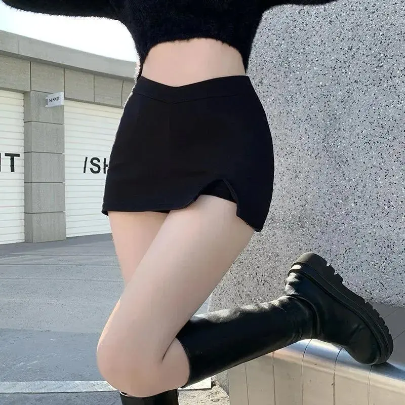 Black Split Mini Skirts Women Summer Sexy Club High Waist Slit Skirt Streetwear Korean Party Fashion Irregular Slim A Line SkirtGround & Pound Gear