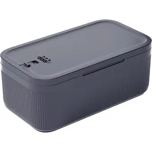 Small Lock Box for Medication Safe Lockbox for Phone Jail Medicine Lockable Storage Box with Code for Pills First Aid Kits Locked Food Snack Box Container for Home Fridge Office (Grey)