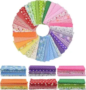 9.8X 9.8" 42Pcs Cotton Print Fabric Bundle Squares Pre-Cut Multicolor Design Printed Quilting Sewing Floral for Quilting Patchwork DIY Craft Scrapbooking Cloth (Red/Yellow/Green/Blue/Pink/Purple)