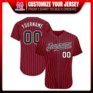 Custom Crimson White Pinstripe Black-White Baseball Jersey, Printed Name Number Logo Softball Jersey, Back To School Shirt