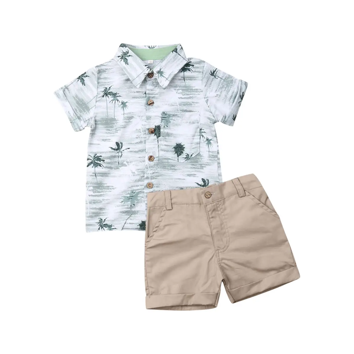 Toddler Baby Boy Tree Short Sleeve Button Down Shirt Casual Shorts Set Summer Outfits 1-6 Years Clothes