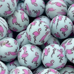 You Look Totally Flamazing Printed 15mm Silicone Beads | Flamingo Colorful Craft & Beading