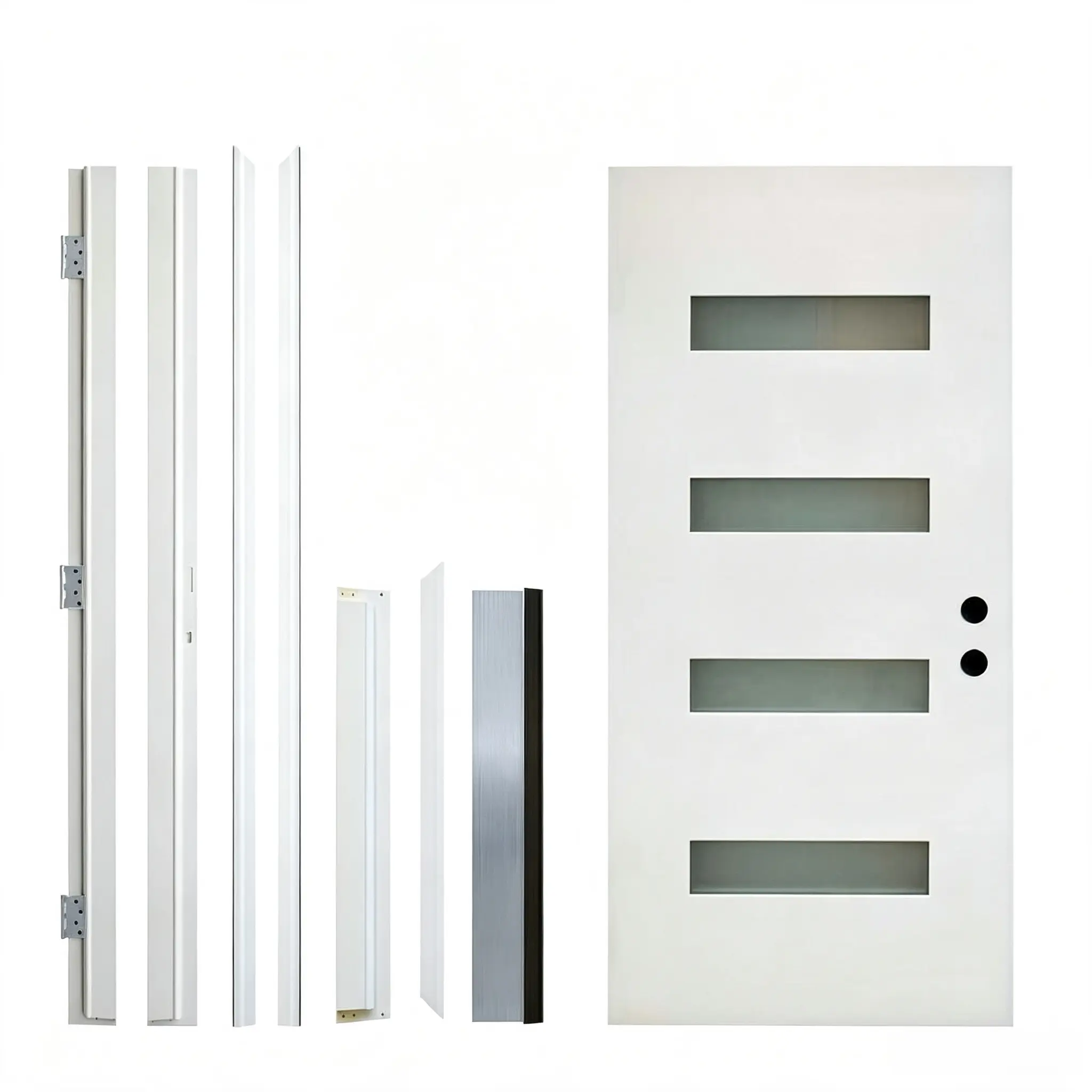 36 x 80 Inch White Vinyl Fiberglass Entry Door Frame, 4-9/16 Inch Left Hand Inswing Door Jamb, Sturdy Weather Resistant Replacement Door Frame for Outdoor Residential Entryway Installation
