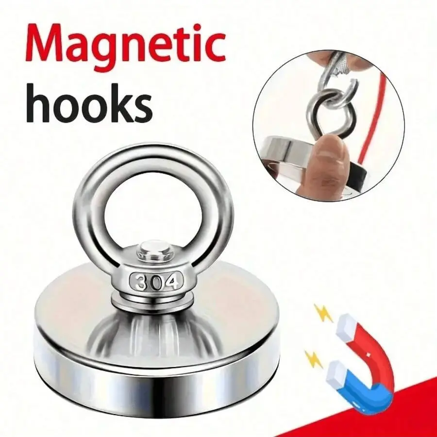 2.5cm Duty Rare Earth Neodymium Magnet Hooks, Countersunk Hole Eyebolt Magnetic Hooks, Strong Hold for Home, Office, Garage, Easy Installation, Magnetic Storage Hooks
