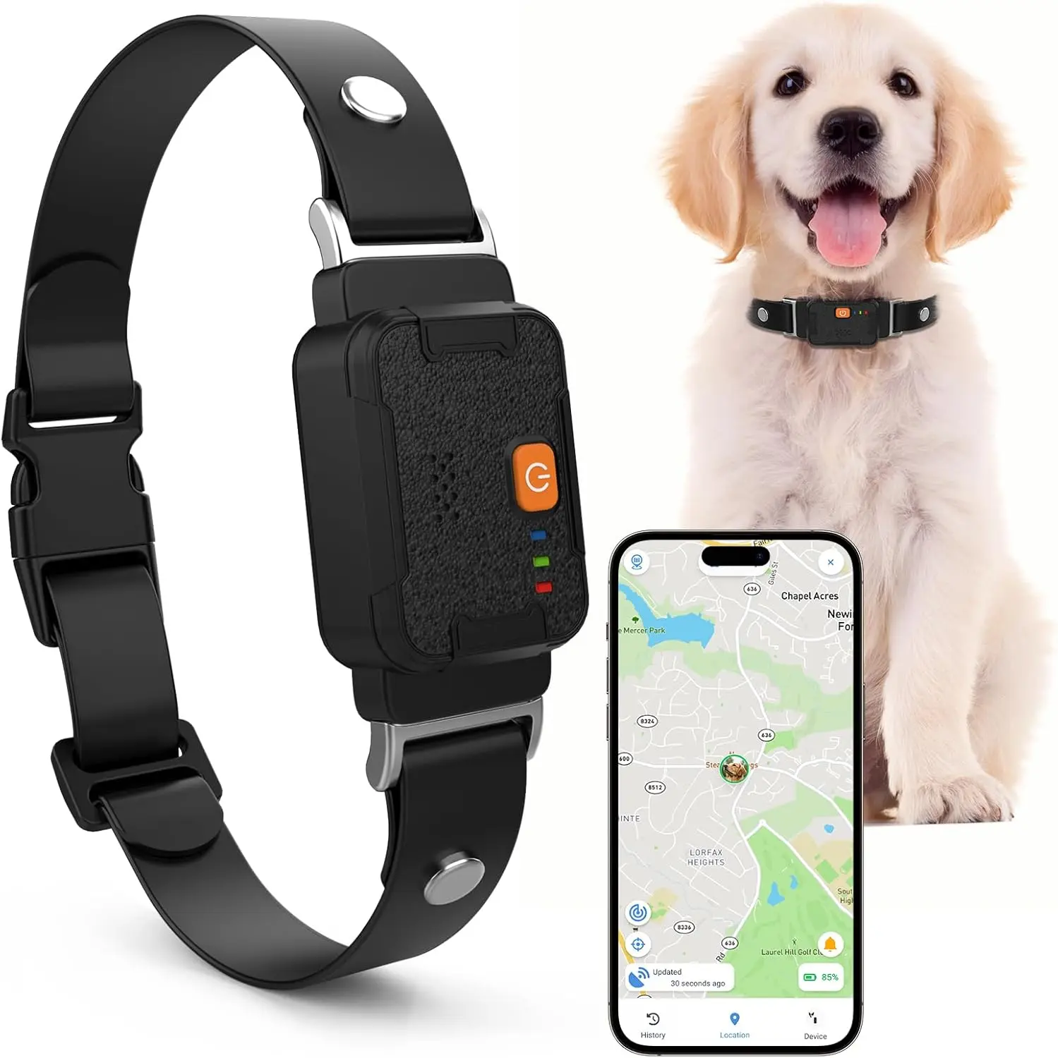 GPS Pet Tracker for Dogs and Cats with Real Time Tracking| 12 Month Membership, Health Monitoring, Historical Route Recording, Virtual Geofence, IP67 Waterproof, 14 Day Battery Life
