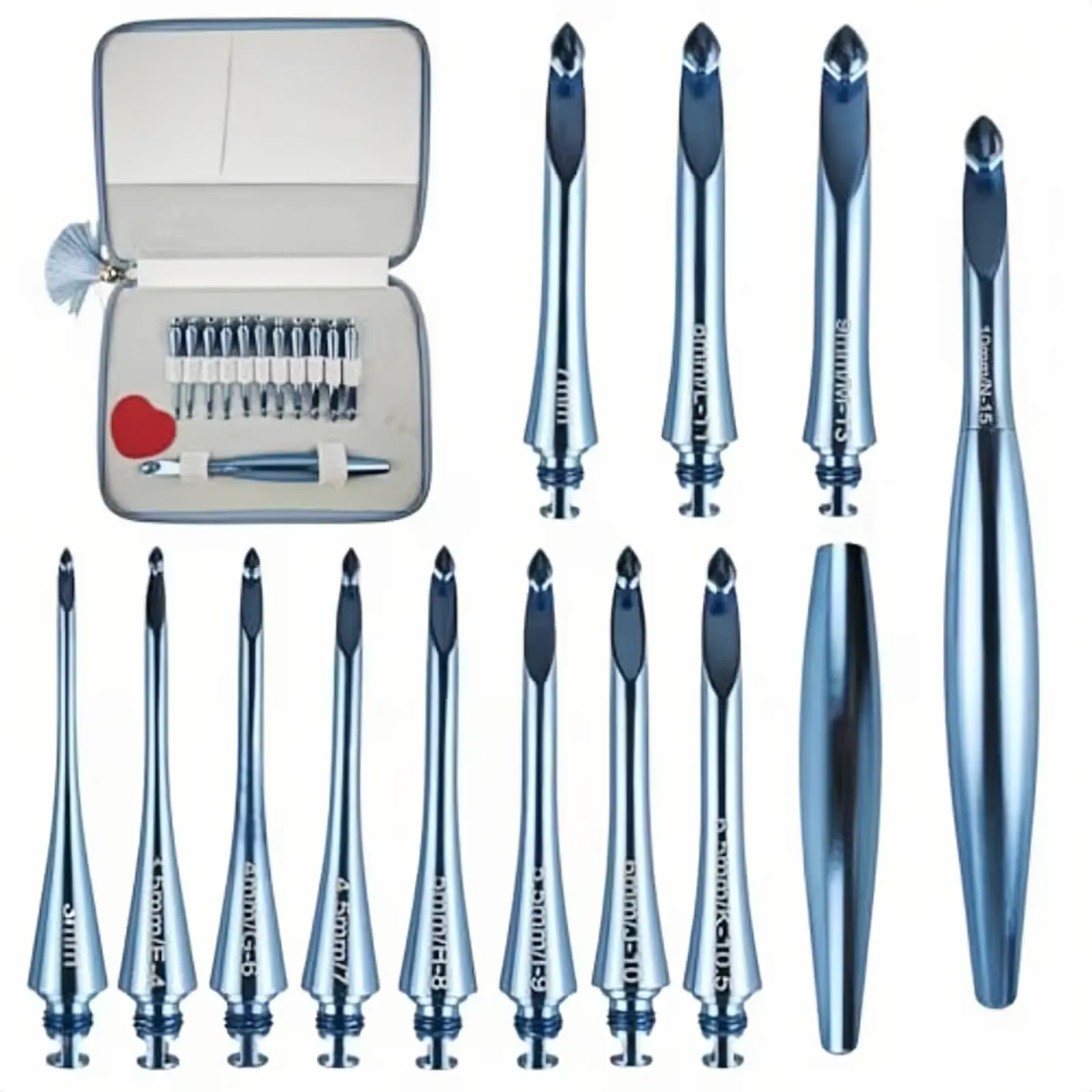 12-Piece Detachable Aluminum Alloy Crochet Hook Set with Blue Ergonomic Shape Handles, High-Gloss Polished Aluminum, Interchangeable Design, Durable for Frequent Use, Beginner Tools for Knitting Lovers, Ideal for Making Scarves & Relieving Hand Fatigue, D