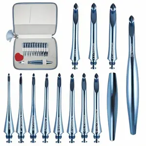 12-piece Detachable Aluminum Crochet Hook Set with Blue Handles, Beginner Knitting Tools