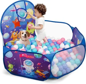Ball Pit Rocket for Toddler with Basketball Hoop Foldable Pop-Up Baby Ball Pool for Girls Boys Indoor & Outdoor Game 47.24"/120cm Wide playhouse Tent (Balls NOT Included）