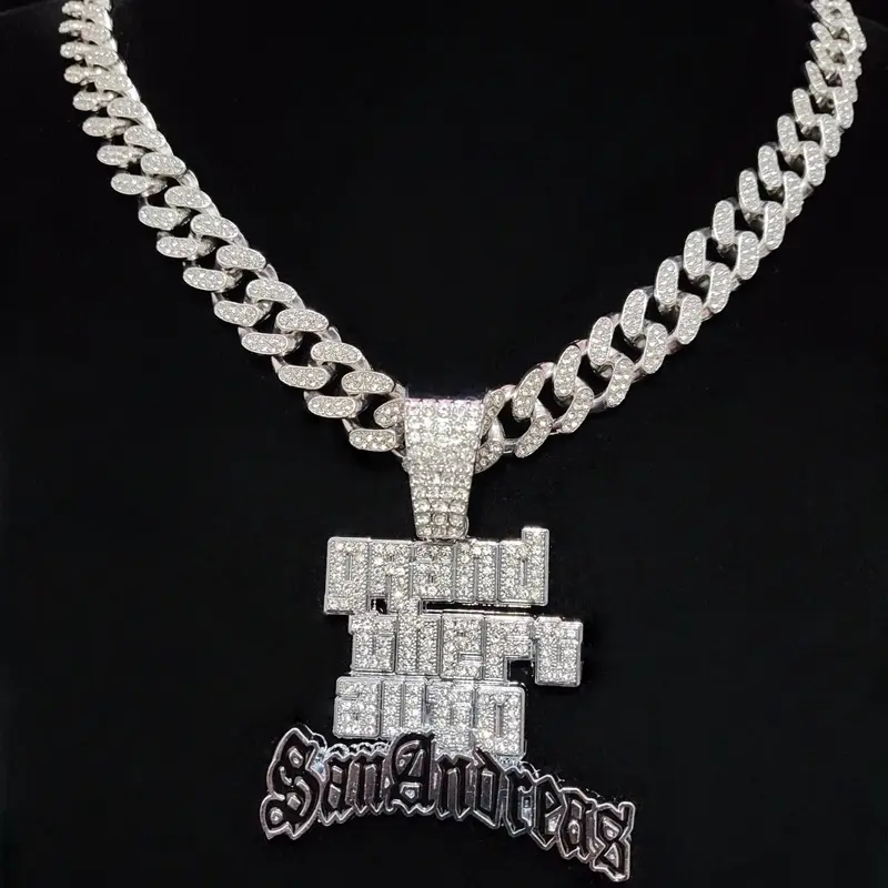 Men Hip Hop Punk Vintage with Miami Jazz Cuban Chain Necklace, Street Style Hip Hop Rock Jewelry for All Seasons