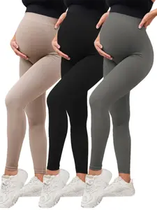 Maternity Solid Color High Waist Leggings, Casual Comfy Breathable Skinny Pants for Pregnancy & Postpartum, Maternity Bottoms for All Seasons, Prenatal Maternity Clothing
