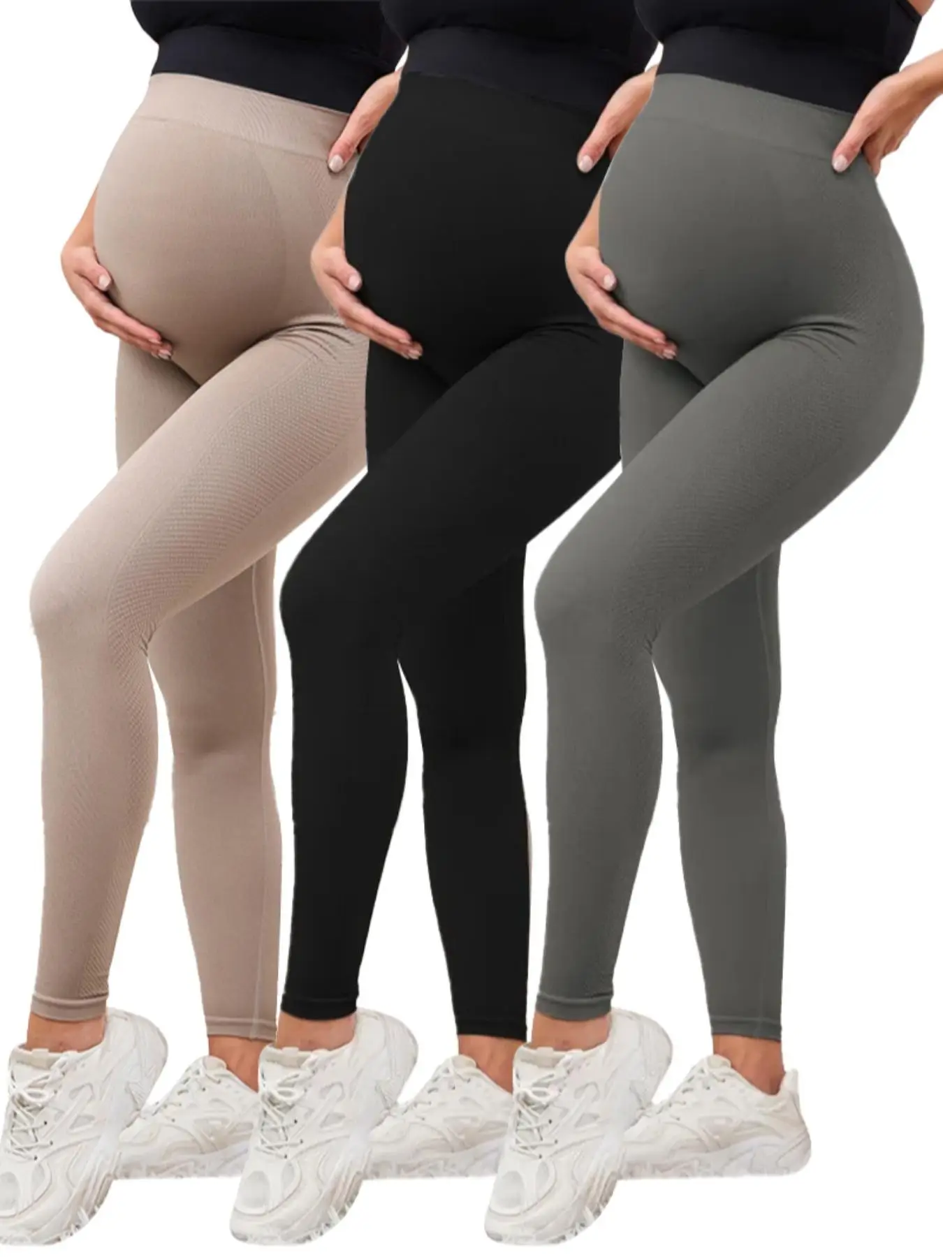 Maternity Solid Color High Waist Leggings, Casual Comfy Breathable Skinny Pants for Pregnancy & Postpartum, Maternity Bottoms for All Seasons, Prenata