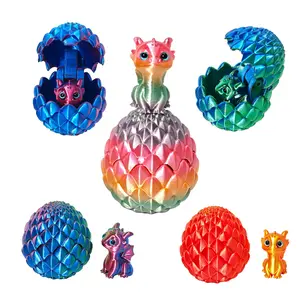 3D Printed Dragon Egg, 1 Count Colorful Dragon Egg with Random Color Dragon Baby, Creative Desktop Ornament, Home Decor for Living Room Bedroom, Home Decor Ornaments, Cute Collectible Figurines,Boys & Men gifts