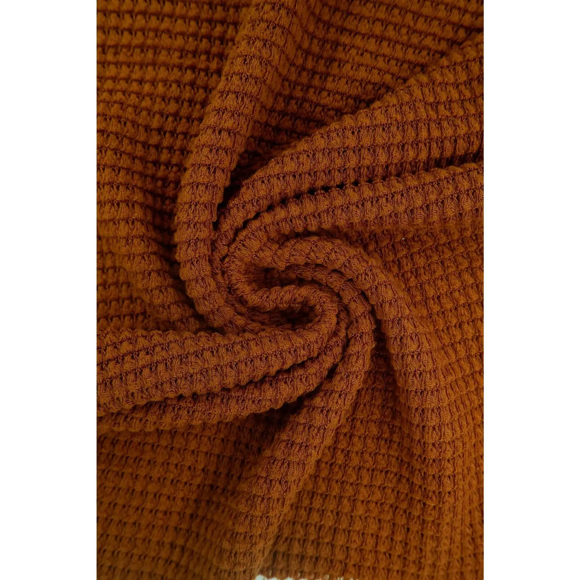 Stretch Waffle Knit Fabric, Soft Cozy Polyester-Rayon Material, Breathable Sewing & Soft Furnishings Textile
