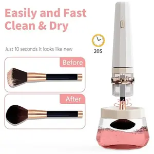 Makeup Brush Cleaner and Dryer, Brush Cleaner Machine Super Fast, Electric Makeup Brush Cleaner, Rechargeable Makeup Brush Tools for All Size Brushes