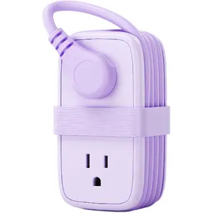 Purple Travel Power Strip,Travel Essentials 4 Outlets 3 USB(1 C) with 4FT Wrapped Extension Cord Flat Plug, Cruise Essentials 2026 for Hotel Travel Cruise Essentials