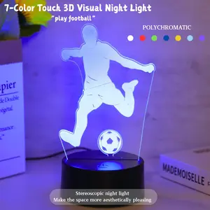 1pc Football Sport 3D LED Night Light Bedroom Led Lights, USB Powered Touch RGB Gradient Mode, Tabletop Decor Ideal Gift for Sports Fans, Perfect Christmas Birthday Present