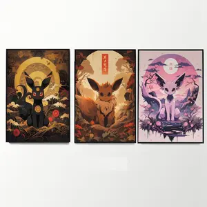 Eevee, Umbreon, Espeon, Pokemon Poster, Japanese Style, Anime Poster, Japanese Home Decor, No Framed Gift Photo