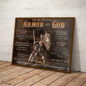 Faithed Armor Of God Wall Art, Decor For Women Men, Put On The Full Armor Of God Wall Art, Warrior Of God Poster, Jesus Christian Wall Art, No Frame
