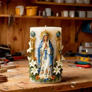 Holy Gift Virgin Mary Relief Candle Mold, 3D Sculpture & Floral Decor, Religious Art Theme DIY Silicone Mould, Molding