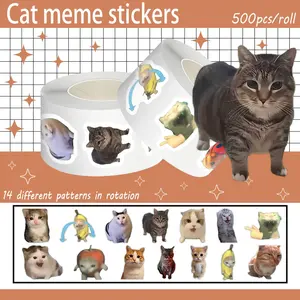 500pcs Roll Cat Pattern Stickers, Cute Cat Face Expressions Self-Adhesive Stickers, Perfect for Gift Wrapping, Envelope Seals, Phone Case DIY