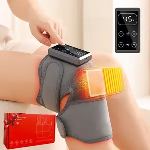 Cordless Knee Massager with Heat Vibration, Electric Heated Knee Pad with 5 Heat Levels and 3 Vibration Massage Mode, Gifts for Men Women